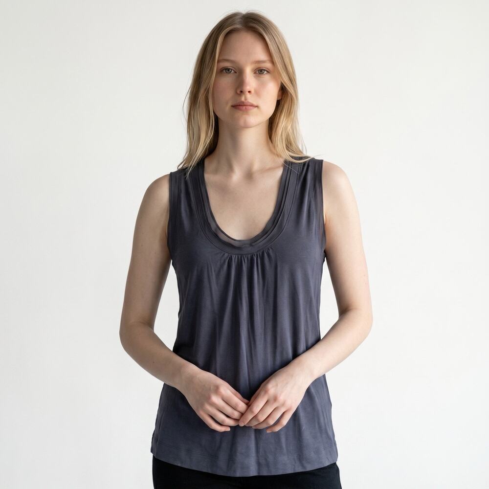 Gap Womens Tank Top Gray Blue Medium Casual Minimalist Capsule Layering NWT